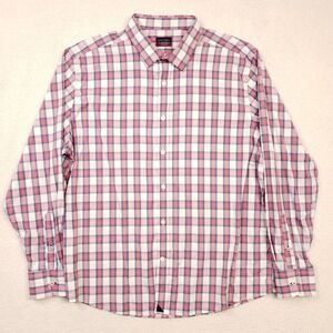 UNTUCKit Button Up Shirt Mens XXL Red White Blue Plaid Nylon Performance Casual